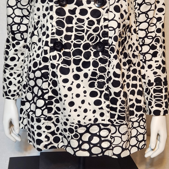 Appraisal Jacket Black White Circle Print Small Large Button A Frame Flare - Picture 3 of 14